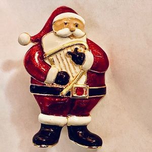 Santa playing a lyre brooch